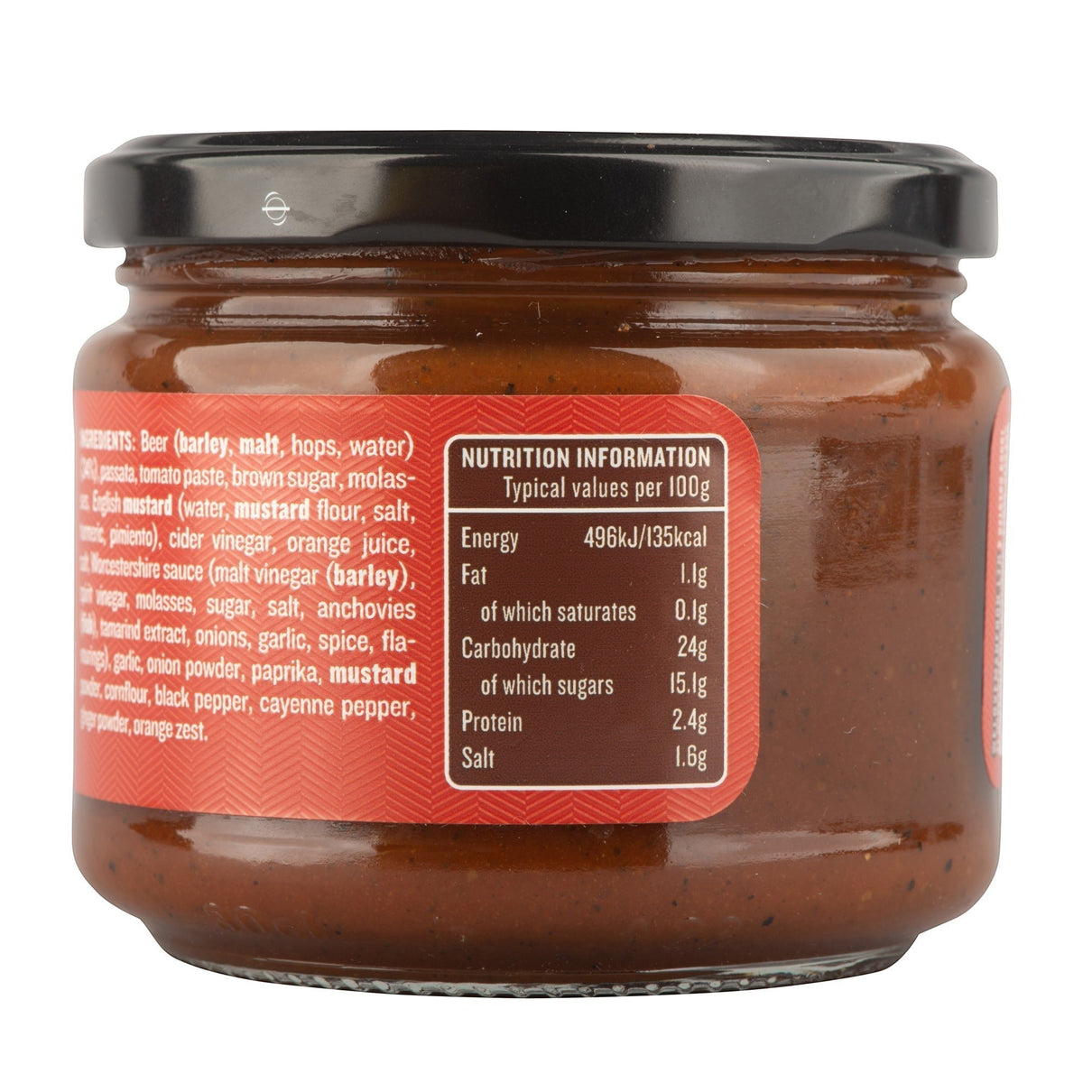 Manfood Beer Barbecue Sauce bottle label showing bold logo and appetizing imagery on a dark background.