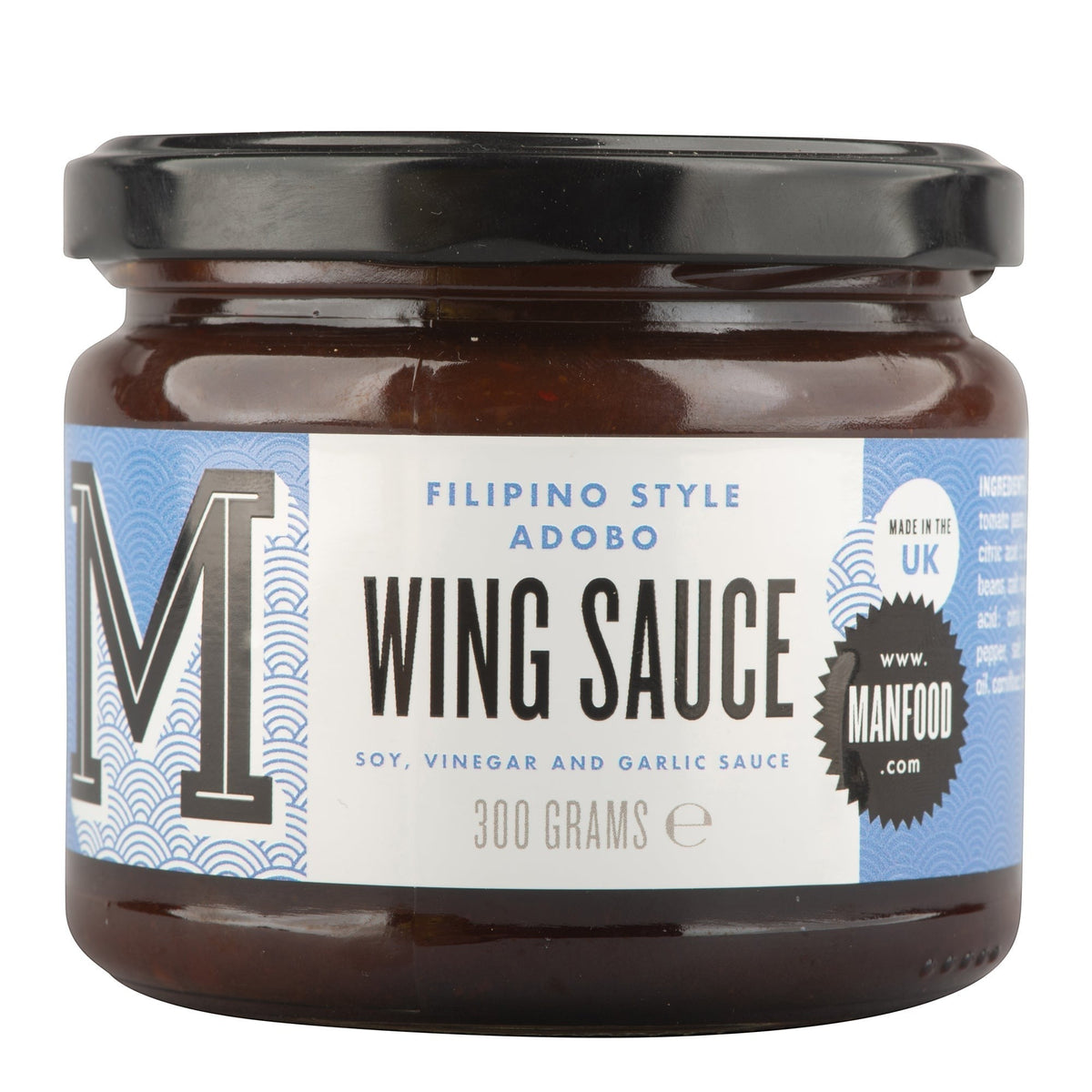 Manfood Asian-inspired sauce gift box featuring Cambs Adobo Wing Sauce in a decorative gift packaging.