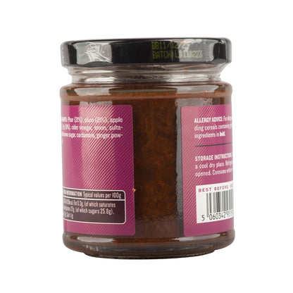 Jar of Manfood Pear, Apple, Fig & Plum Chutney with visible fruit chunks and label on a white background.