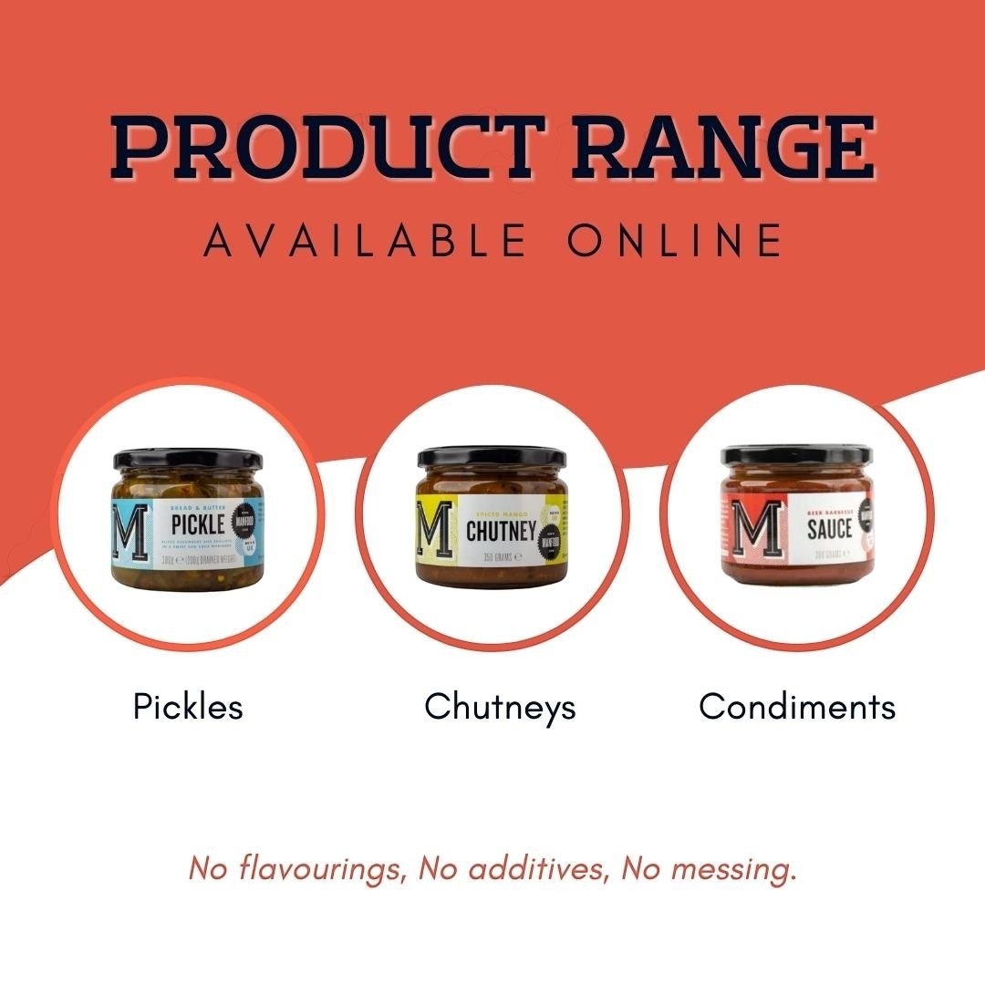 Manfood Beer Barbecue Sauce bottle from the Manfood pickle chutney sauce range, showcasing its label and packaging.