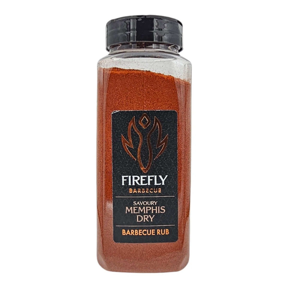 FireFly Barbecue Memphis Dry Savoury BBQ Rub in a jar, featuring a blend of spices for flavorful grilling and barbecue.