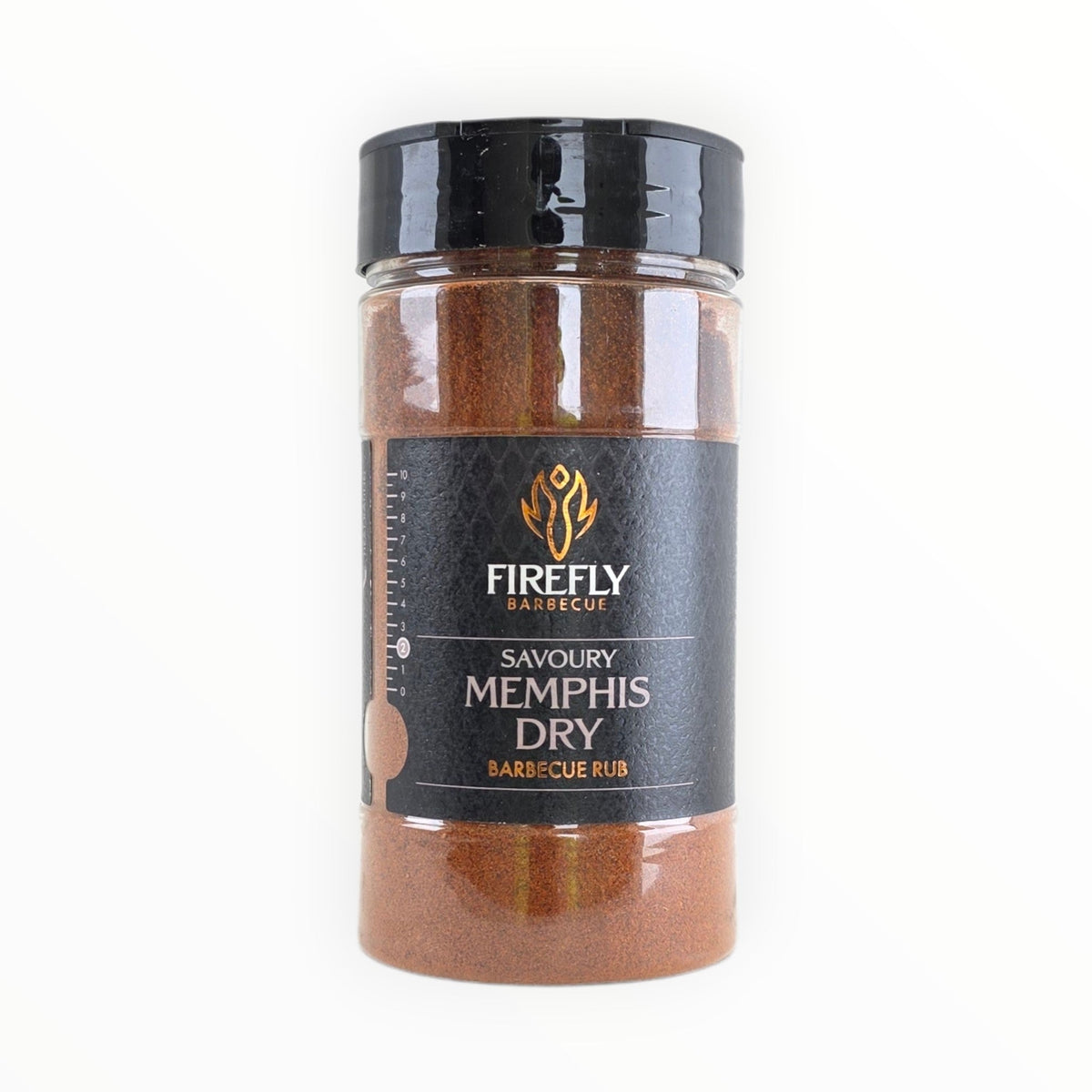 FireFly Barbecue Memphis Dry Savoury BBQ Rub in a jar, with a blend of spices for grilling and smoking flavorful meats.