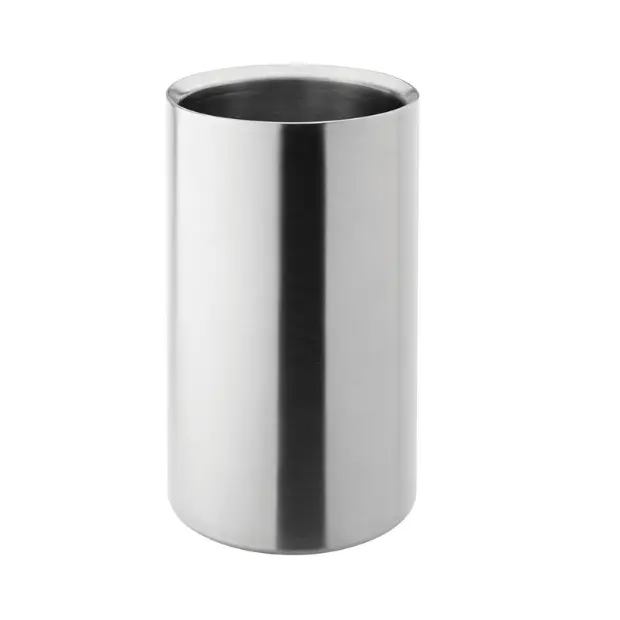Double walled stainless steel wine cooler accessory from Glassware UK, designed to keep wine chilled and prevent condensation.