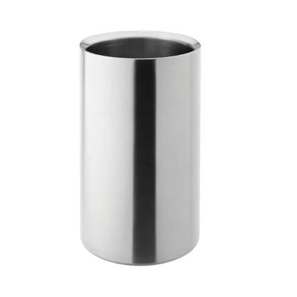 Double walled stainless steel wine cooler accessory from Glassware UK, designed to keep wine chilled and prevent condensation.