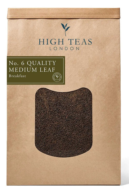 Loose leaf English Breakfast Blend no.6 tea by High Teas, showing medium-sized tea leaves in a natural, quality presentation.