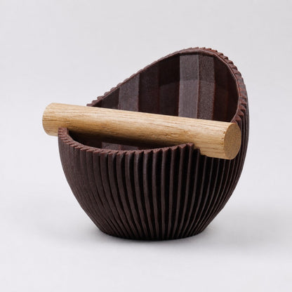 KNOCDIC Nova Coffee Knock Box with galaxy brown finish and real oak wood bar for espresso grounds disposal.