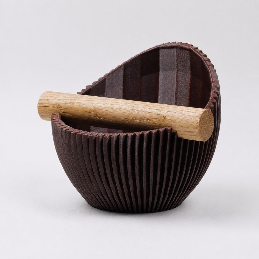 Nova Coffee Knock Box by KNOCDIC® with galaxy brown finish and real oak wood bar for espresso machine cleanup.