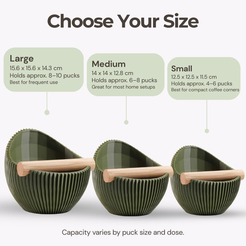 KNOCDIC® Nova Sculptural Espresso Knock Box with modern sculptural design, durable stainless steel surface for coffee tamping cleanup.