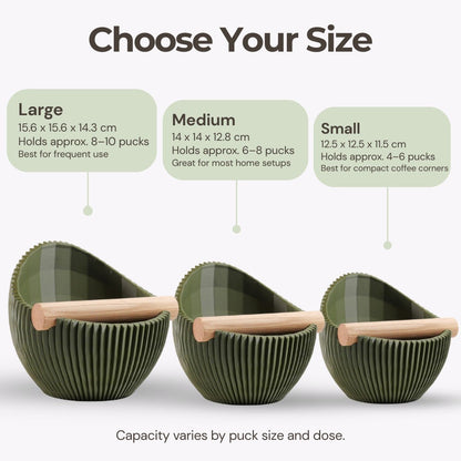 KNOCDIC® Nova Sculptural Espresso Knock Box with modern sculptural design, durable stainless steel surface for coffee tamping cleanup.