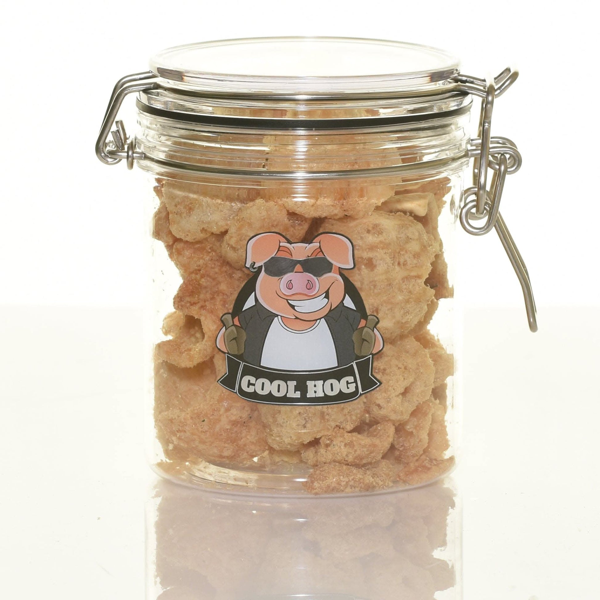 Original Flavour Pork Scratching Jar from Cool Hog Snacks with visible jar and label, showcasing crispy pork treats for pets.