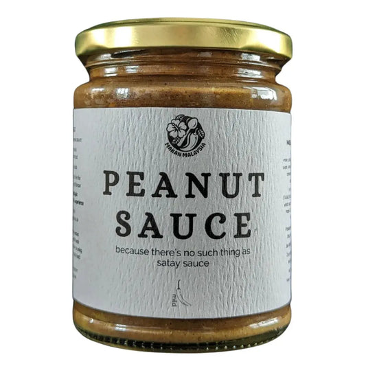 Makan Malaysia peanut sauce in a bowl, creamy Chinese-style cooking sauce with peanuts and spices for marinades and dipping.
