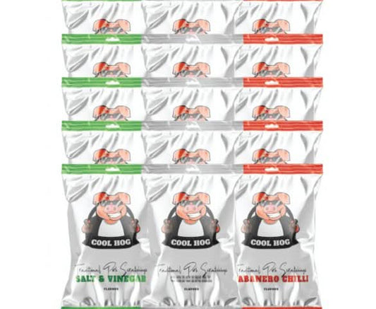 Assorted pig-shaped snack treats in a colorful Pig 'n' Mix Box from Cool Hog Snacks, displayed in a vibrant, playful packaging.