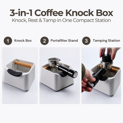KNOCDIC® The Pod Coffee Knock Box for easy coffee puck disposal, featuring a compact, durable stainless steel design.