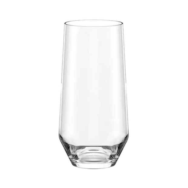 Set of six Stolzle Lausitz Quatrophil highball whisky tumblers, 390ml capacity, clear glassware for stylish drinks.