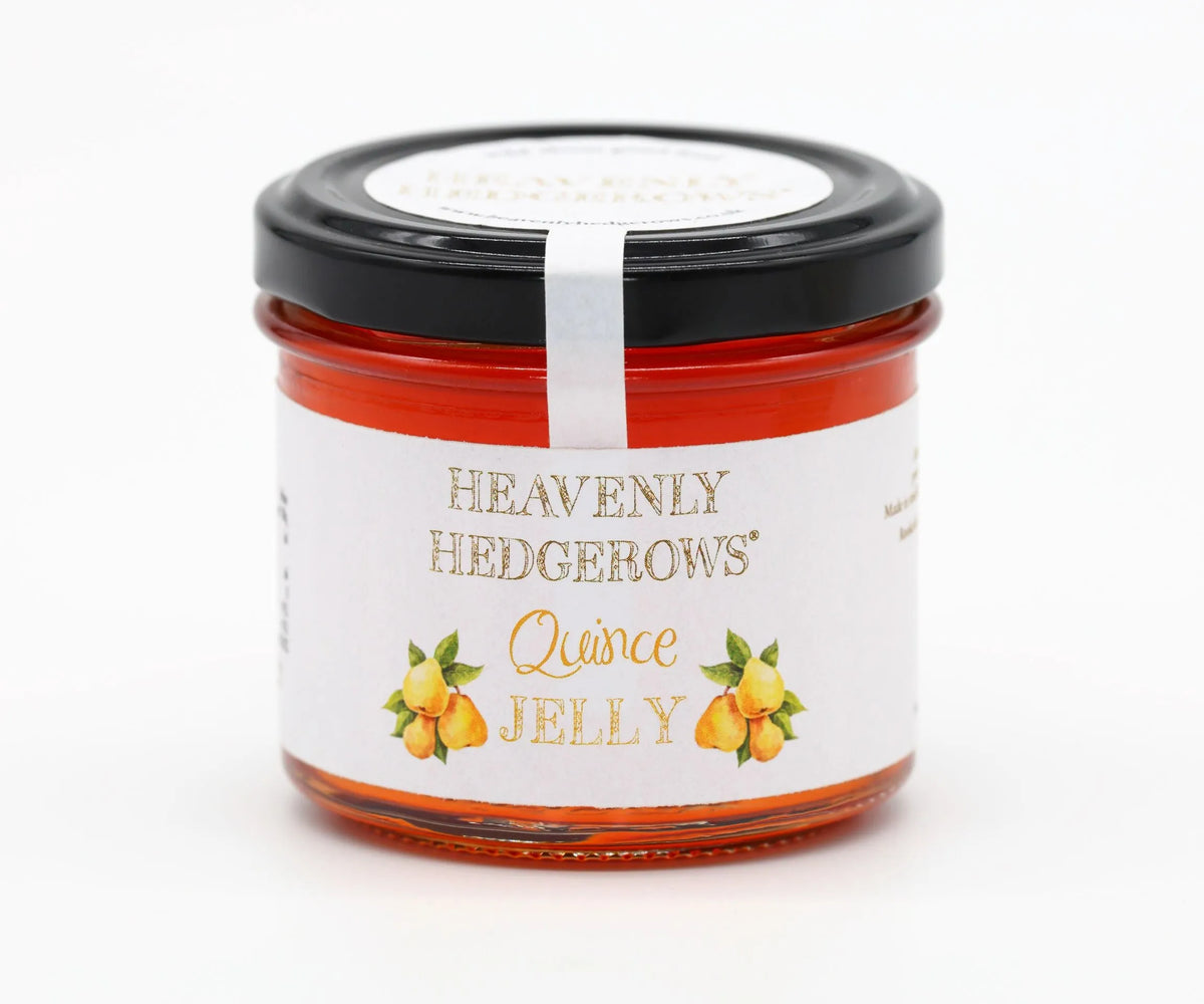 Heavenly Hedgerows West Country Heritage Jelly Gift Set with assorted quince jellies in glass jars, perfect for gifting.