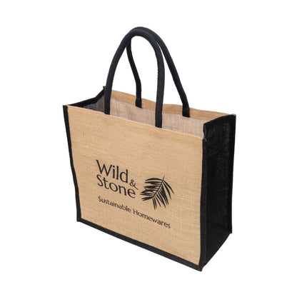 Wild and Stone jute hessian shopping bag with sturdy handles, eco-friendly and stylish for everyday use.