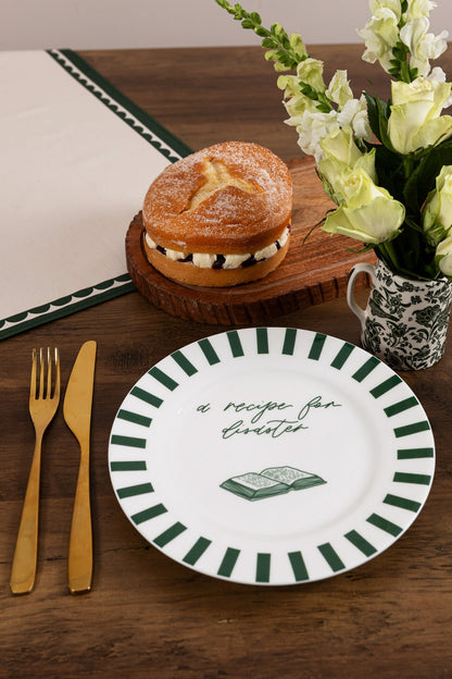 Avalon Home UK Recipe For Disaster Bone China Plate with colorful, detailed food-themed design on white bone china background.