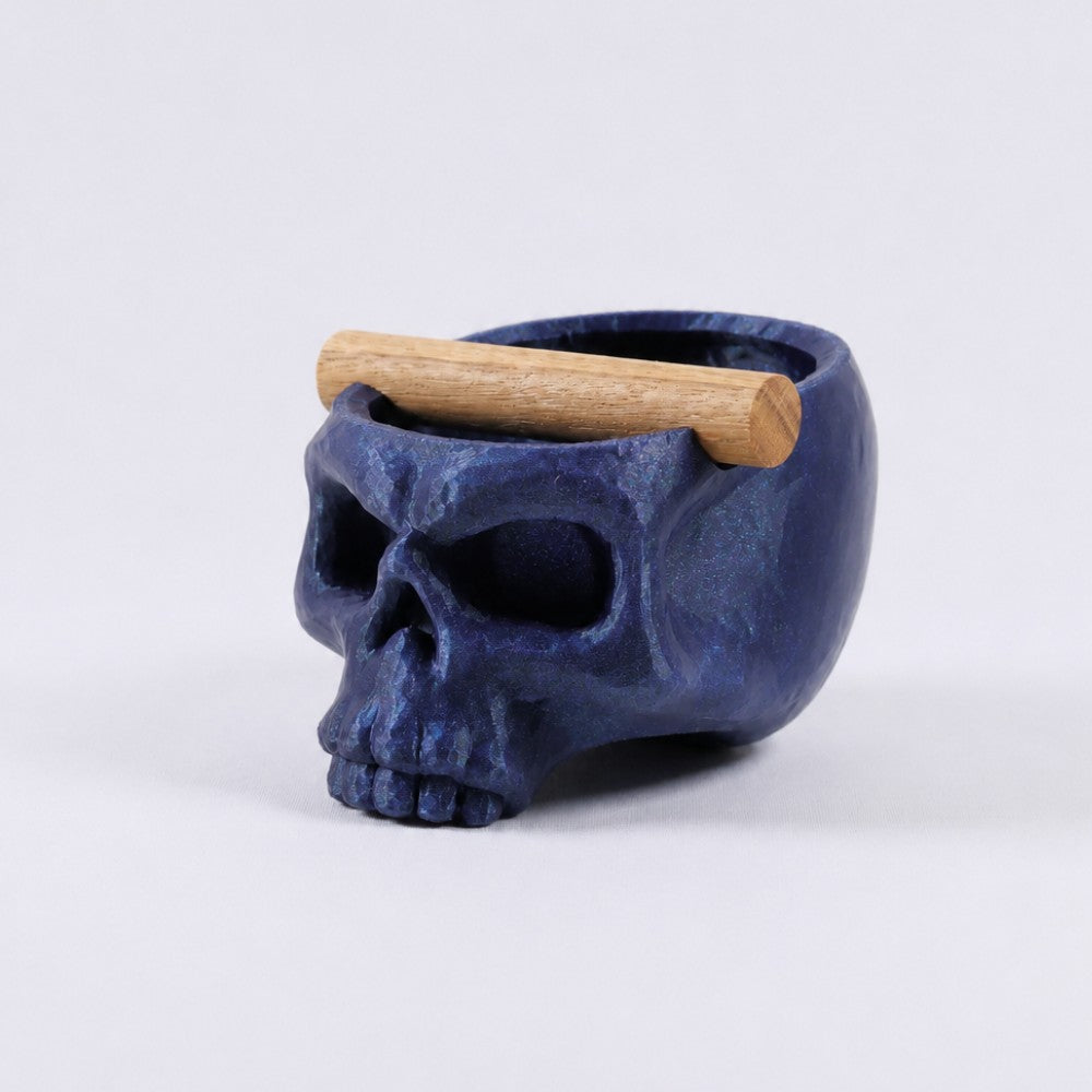Gothic Skull Espresso Knock Box with Oak Bar by KNOCDIC® featuring a galaxy nebula design and skull motif for coffee enthusiasts.