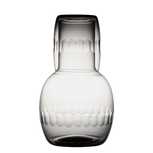 A smoky crystal carafe set with lens design
