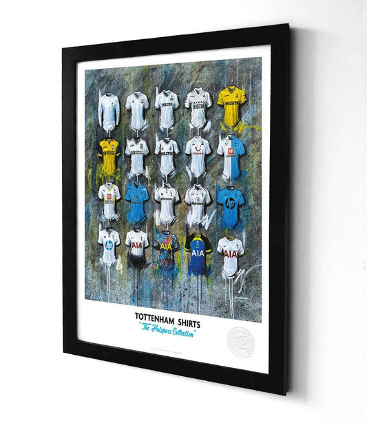 Limited edition Spurs 2022 A3 wall art print featuring Tottenham shirt design by Terry Kneeshaw Art.