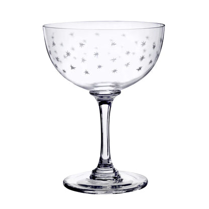 Large Crystal Champagne Saucers with Stars Design