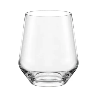 Set of six Stolzle Lausitz Quatrophil whisky tumblers, 470ml glassware with clear, elegant design for whisky drinking.