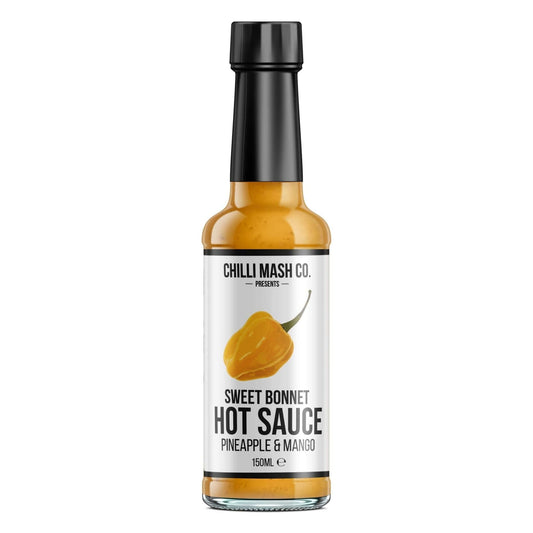 Sweet Bonnet Hot Sauce by Chilli Mash Co. in 150ml bottle, featuring vibrant chili mash and sweet, spicy flavor profile.