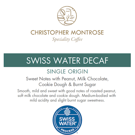 swiss water decaf coffee label