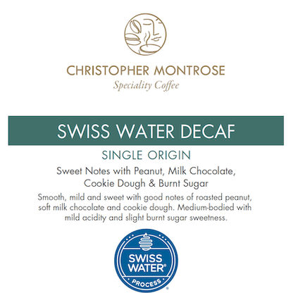 swiss water decaf coffee label