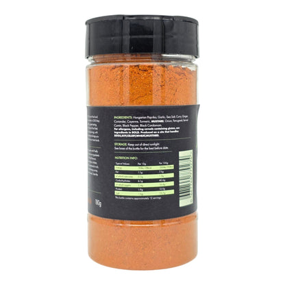 FireFly Barbecue Tandoori Spice Seasoning BBQ Rub in a jar, showing vibrant red and orange spices for grilling and roasting.