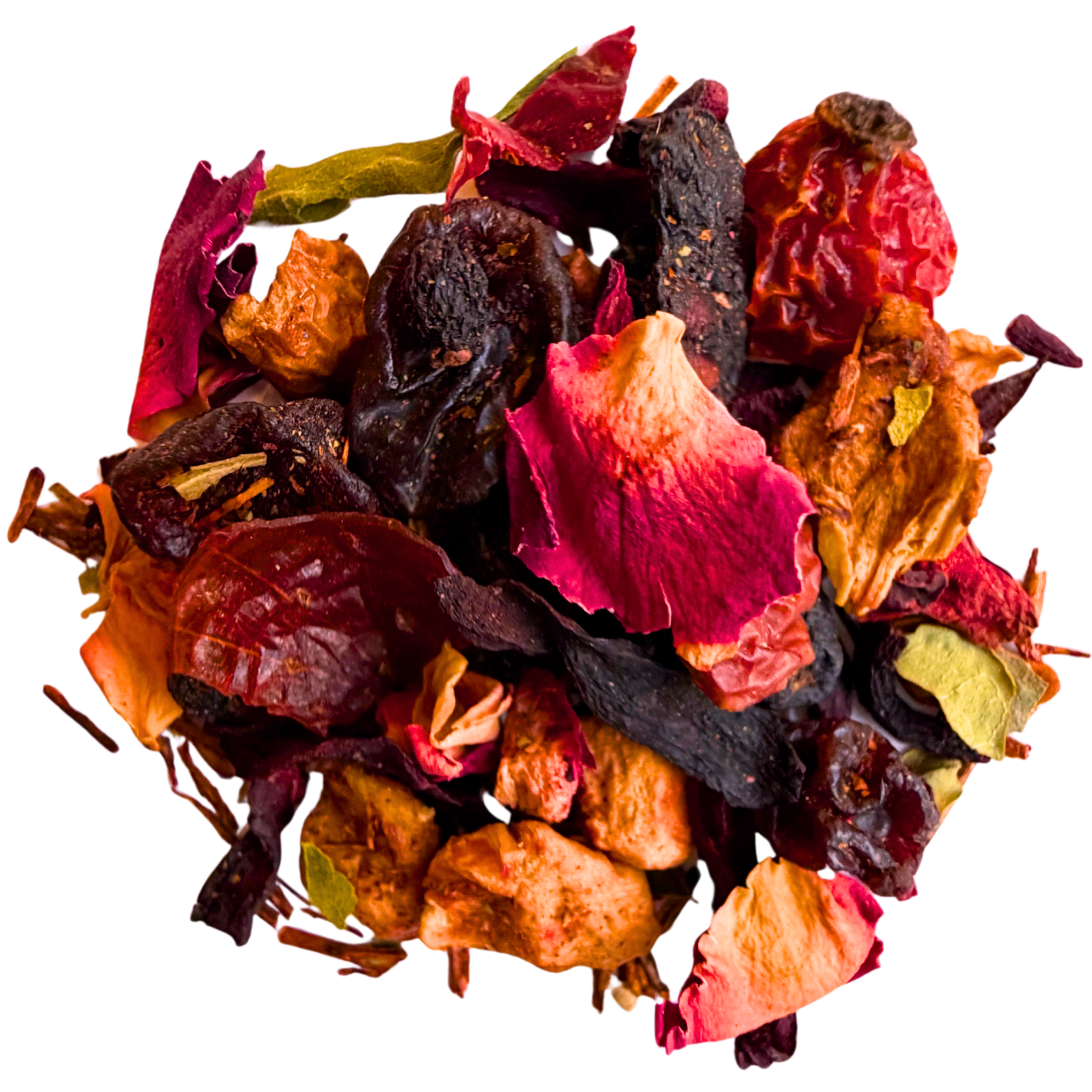 Jingle Berry Rooibos tea from Porter Hill Tea Company, featuring a vibrant box with berry illustrations and a steaming cup of brewed tea.