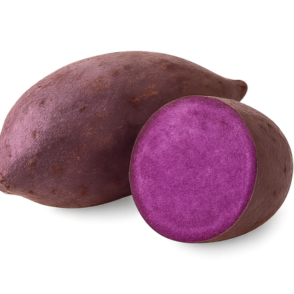 Vegan purple yam drink sachet from Siocolat featuring instant Ube Latte powder with purple yam root on the packaging
