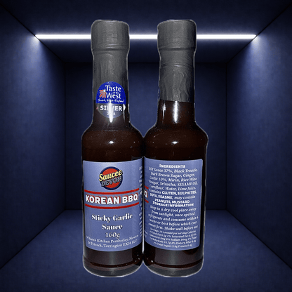 Wilson’s Kitchen Korean BBQ Sauce award-winning bottle with rich, dark sauce and Korean-inspired flavor profile.