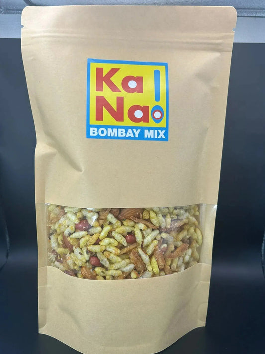 Ka Na Homecooked Bombay Mix nuts in a 250g packet, featuring a colorful assortment of spiced roasted nuts and crunchy snack ingredients.