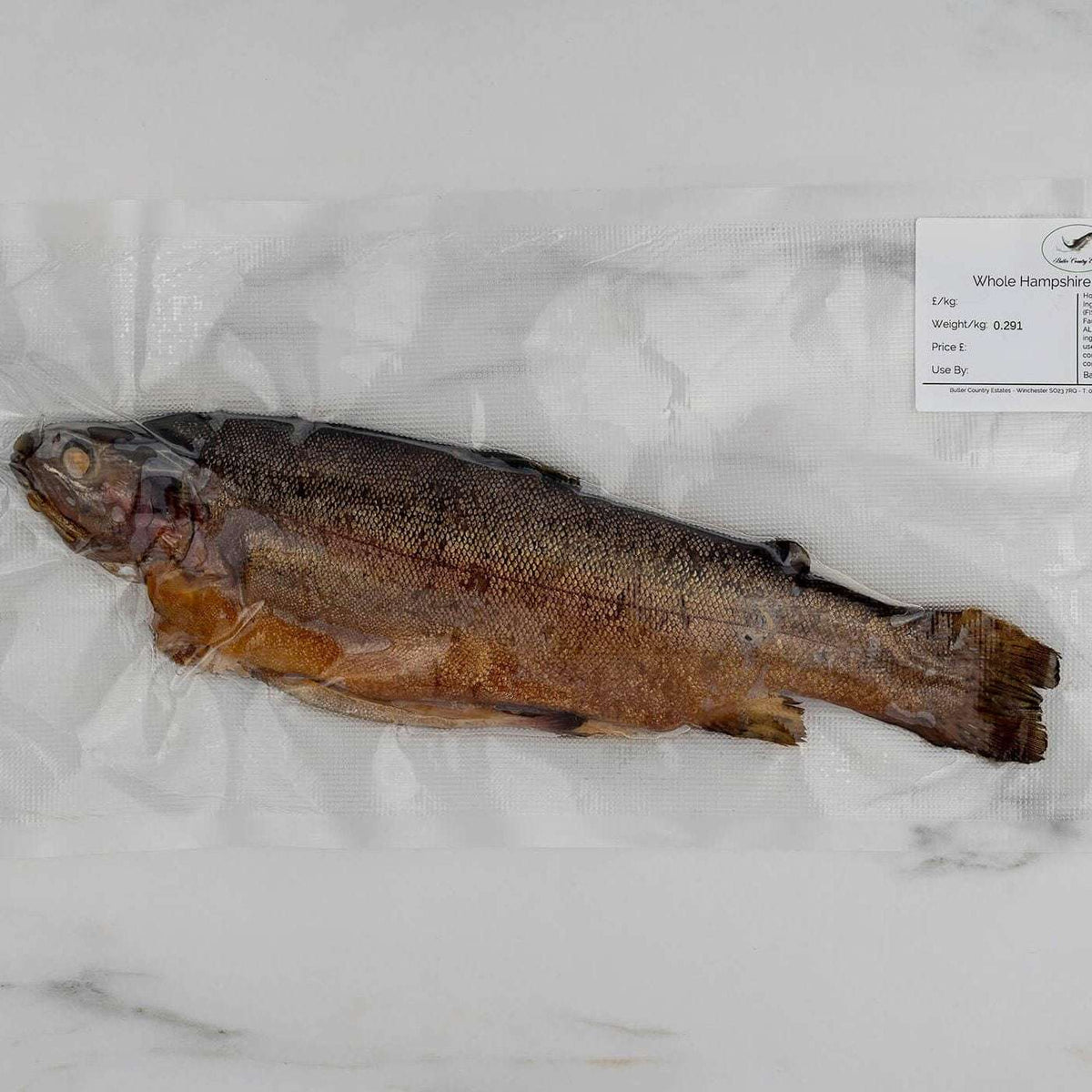 Whole smoked trout from Hampshire