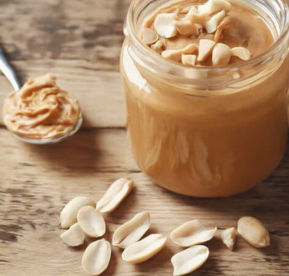 Whole Food Earth blanched peanuts, GMO-free, vegan, dairy-free nuts and seeds, close-up of light-colored, shelled peanuts.