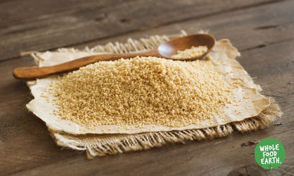 Whole Food Earth GMO-free vegan couscous, natural rice and couscous blend, dairy-free, no added sugar, wholefood ingredients.
