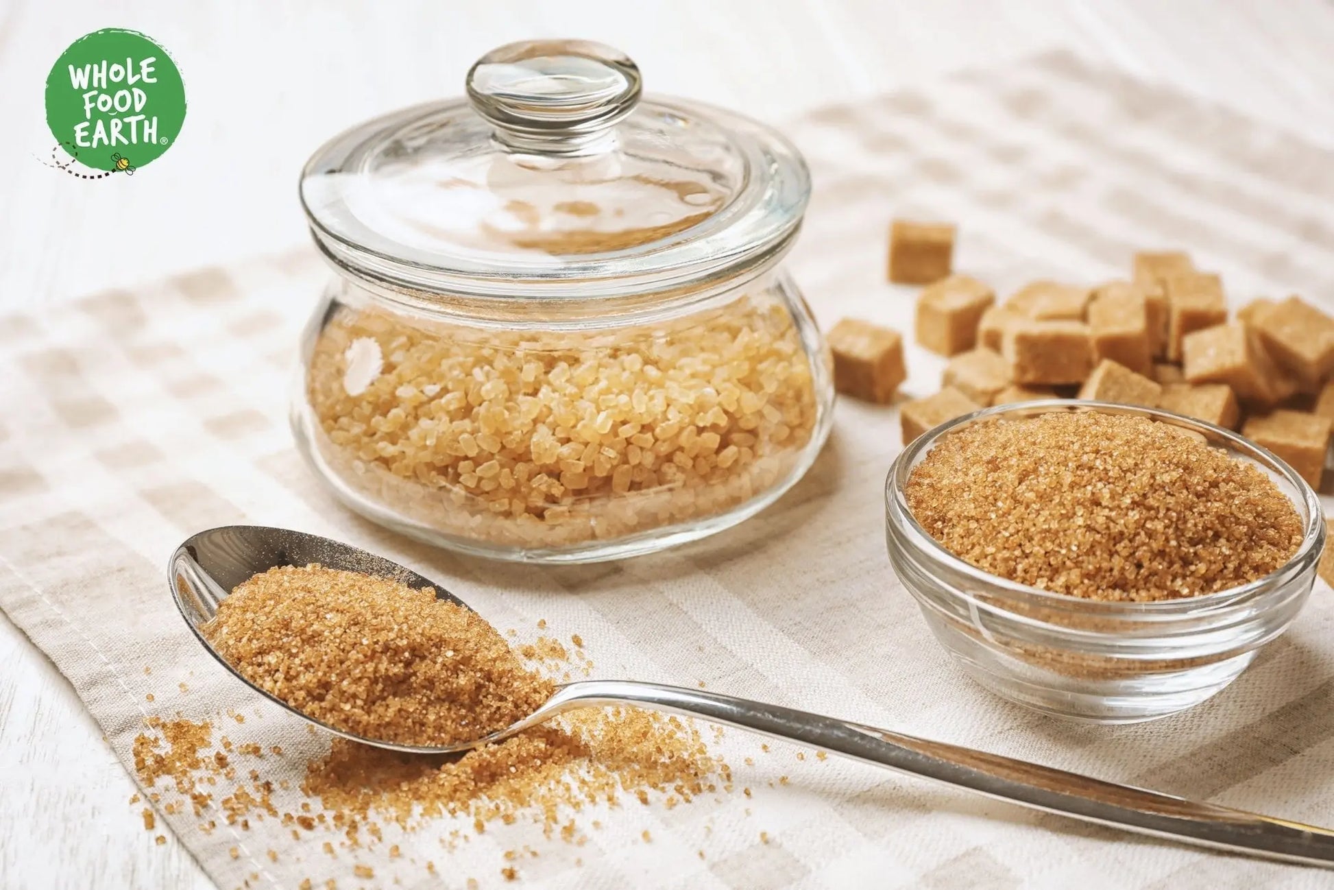 Bag of Whole Food Earth Demerara Sugar, GMO-free, vegan, dairy-free sugar for baking and sweetening.