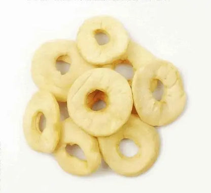Organic dried apple rings from Whole Food Earth, showing golden, sliced dried fruit with a natural, slightly wrinkled texture.