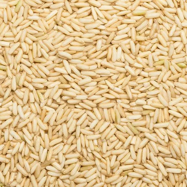 Organic brown glutinous long rice from Whole Food Earth, raw, GMO-free, vegan, and eco-friendly in a natural rice and couscous package.