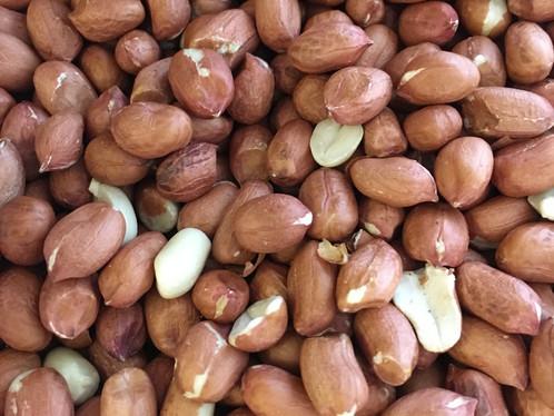 Raw organic Paleskin peanuts from Whole Food Earth, non-GMO and sundried, shown in a close-up of the nuts in a bowl.
