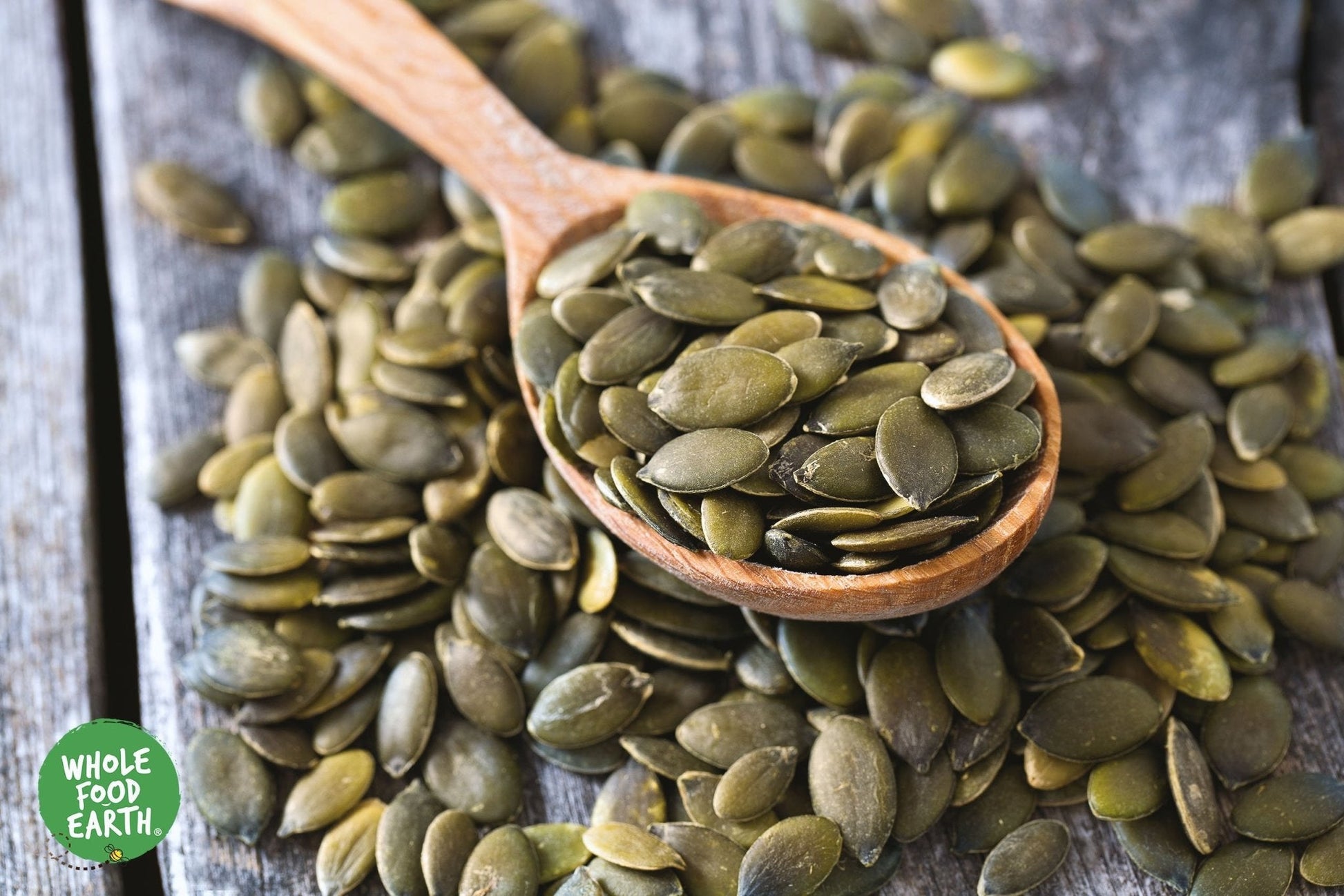 Organic pumpkin seeds from Whole Food Earth, GWS AA Austria, raw, GMO-free, vegan, and additive-free nuts and seeds.