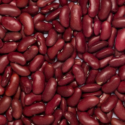 Raw organic red kidney beans from Whole Food Earth, dark red, GMO-free, and suitable for vegan recipes.