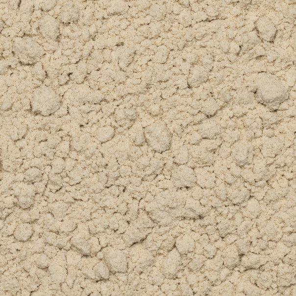Organic White Teff Flour from Whole Food Earth, raw, GMO-free, vegan, low-GI flour in a clear bag.