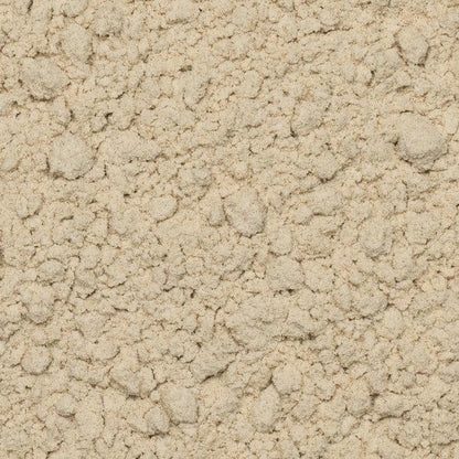 Organic White Teff Flour from Whole Food Earth, raw, GMO-free, vegan, low-GI flour in a clear bag.