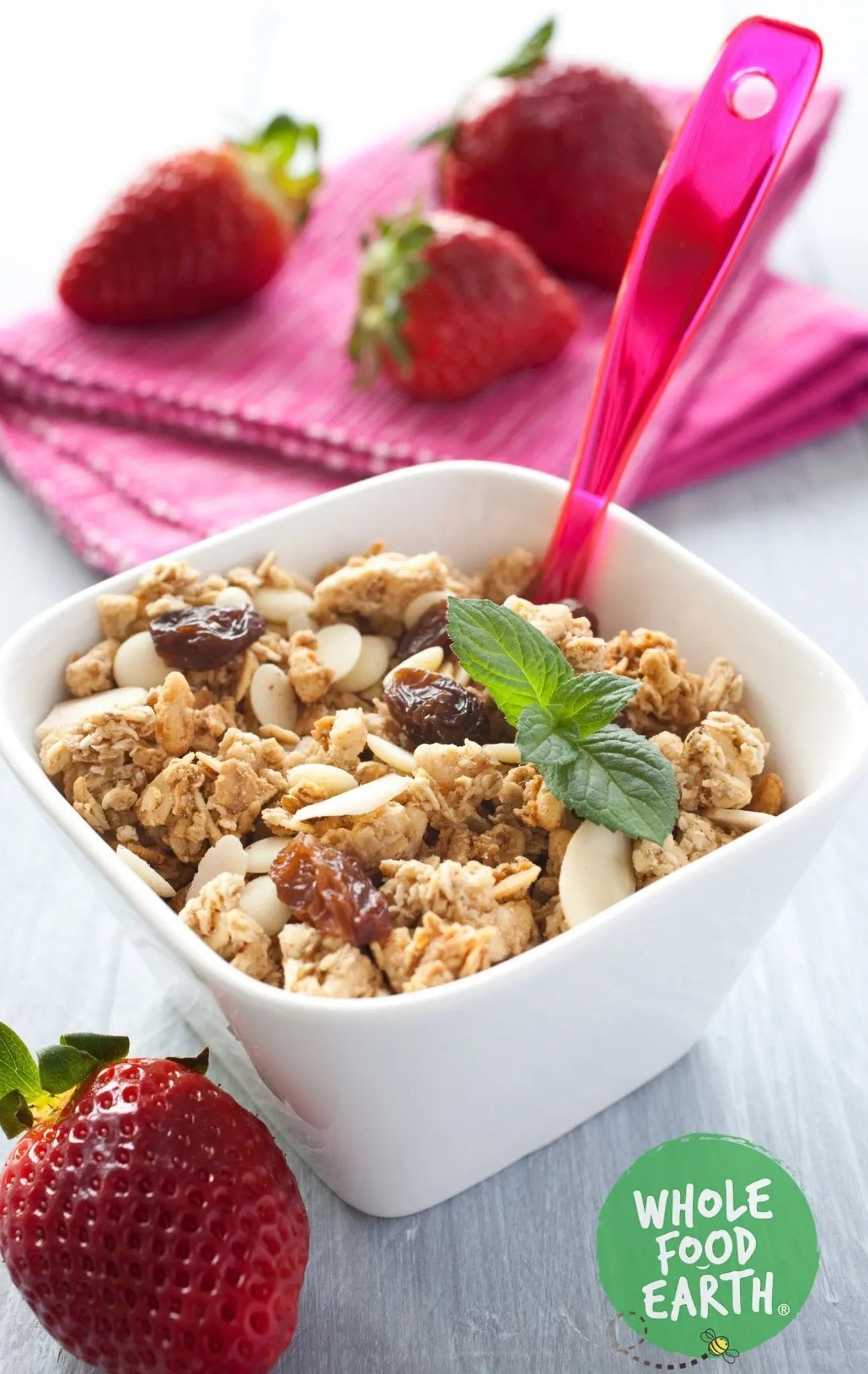 Whole Food Earth Sultana Crunch Muesli cereal with flakes, sultanas, and hazelnuts, GMO-free, vegan, dairy-free, no added sugar